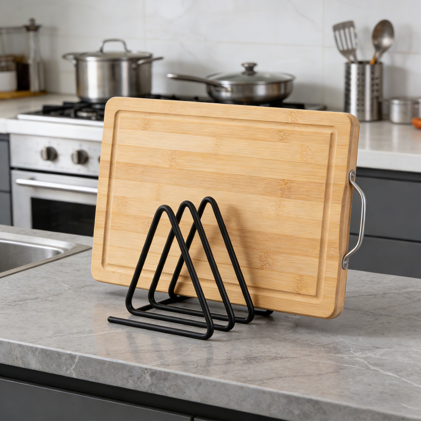 Kitchen Baking Sheet Organizer - Suporte Triangular para Tábuas de Corte,